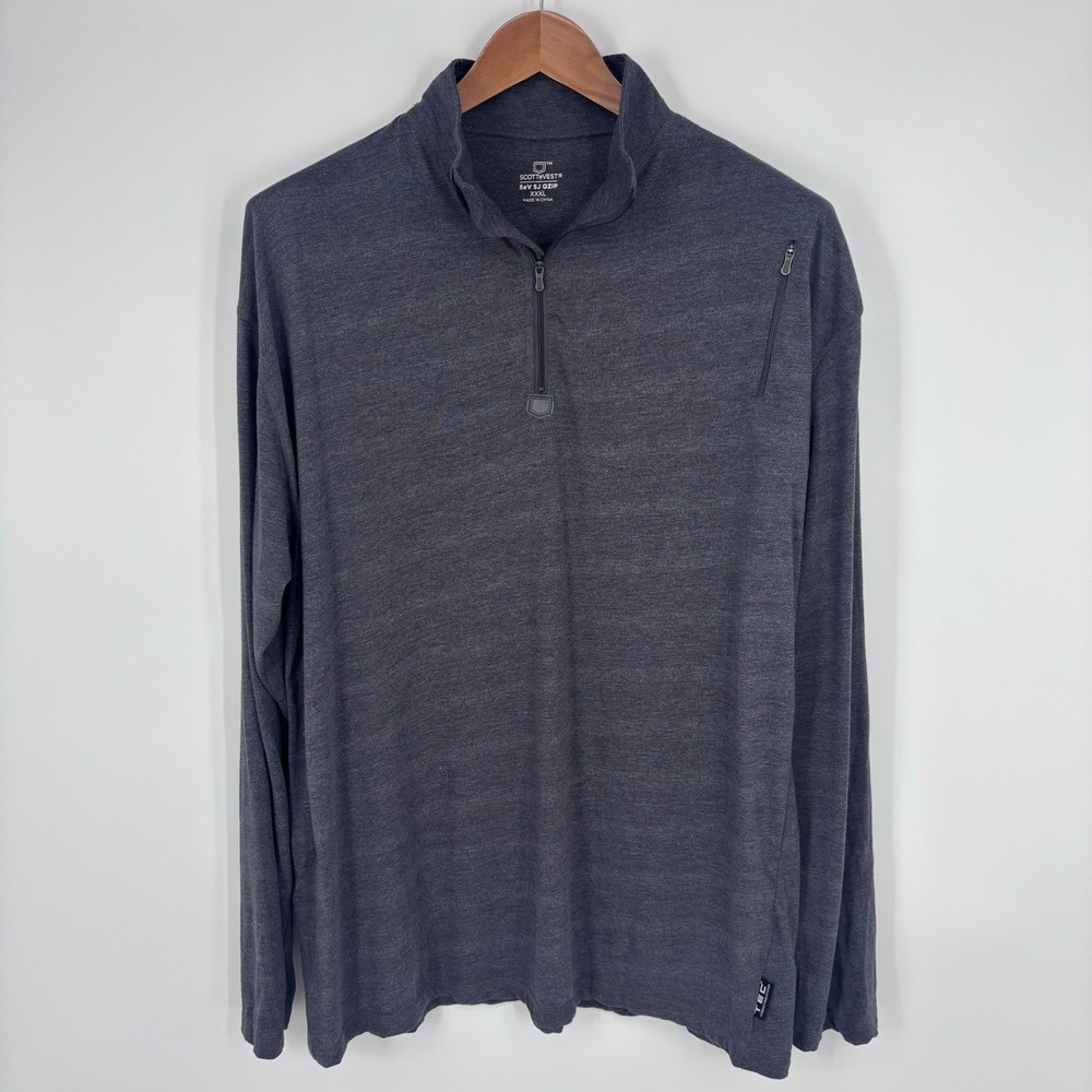 SCOTTEVEST SeV SJ QZIP 1/4 Zip Pullover Men XXXL Grey Travel Hidden Pocket *FLAW - Picture 2 of 11